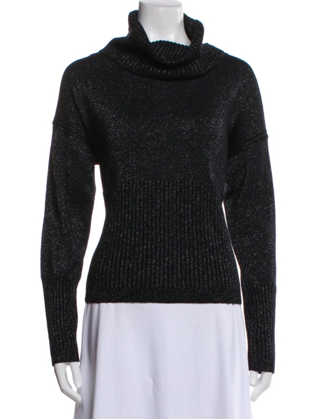 10 Crosby Derek Lam Black Sparkle Turtle Neck Sweater